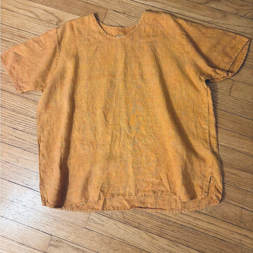 FLAX linen woven neutral orange size large